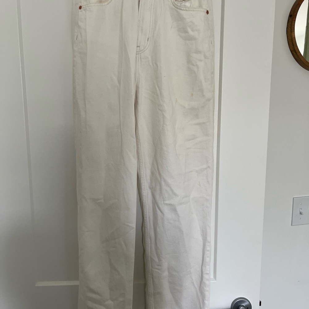 H&M Cream Wide Leg Jeans